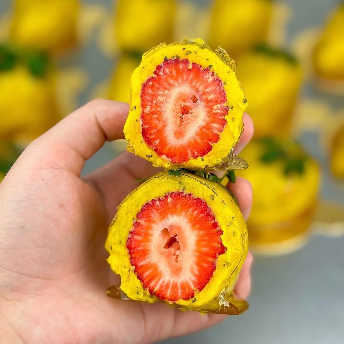 Corte da coxinha de maracujá